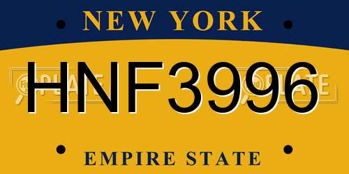 HNF3996 New York License Plate