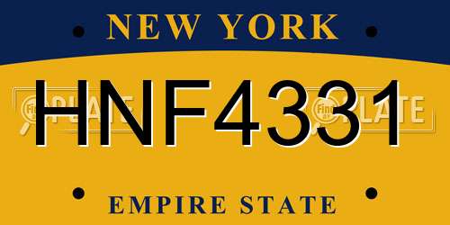 HNF4331 New York License Plate