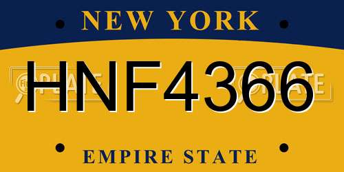HNF4366 New York License Plate