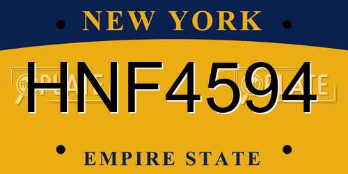 HNF4594 New York License Plate