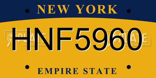 HNF5960 New York License Plate