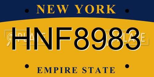 HNF8983 New York License Plate