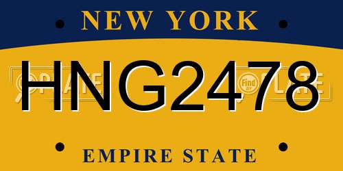 HNG2478 New York License Plate
