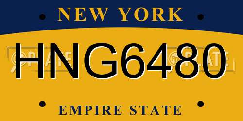 HNG6480 New York License Plate