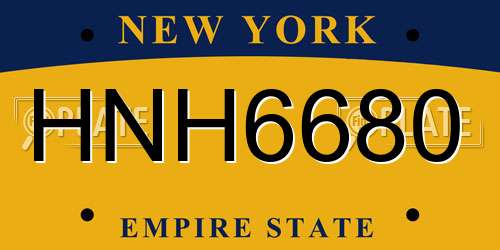 HNH6680 New York License Plate