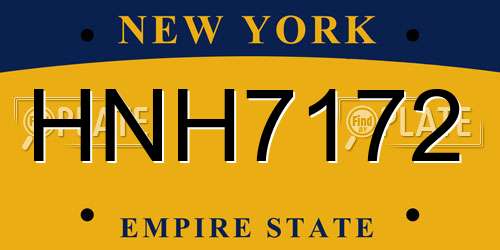 HNH7172 New York License Plate
