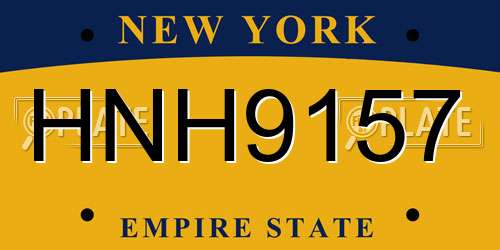 HNH9157 New York License Plate