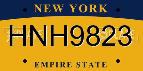 HNH9823 New York License Plate