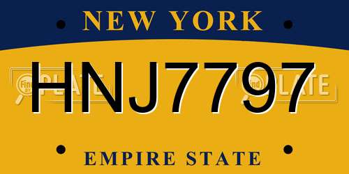 HNJ7797 New York License Plate