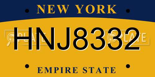 HNJ8332 New York License Plate