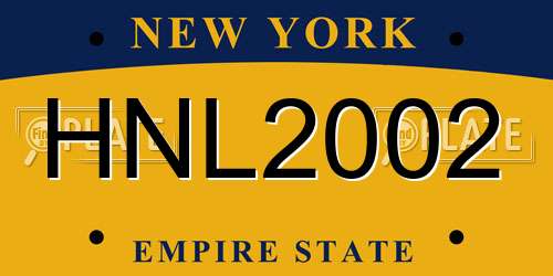 HNL2002 New York License Plate