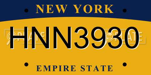 HNN3930 New York License Plate