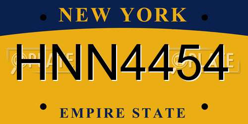 HNN4454 New York License Plate