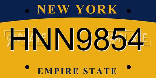 HNN9854 New York License Plate