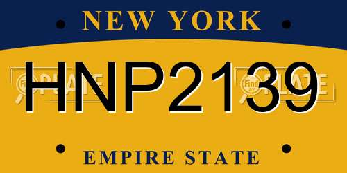 HNP2139 New York License Plate