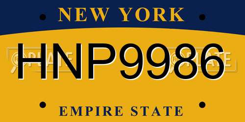 HNP9986 New York License Plate
