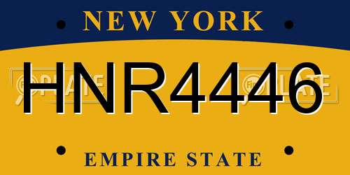 HNR4446 New York License Plate