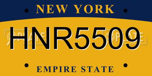 HNR5509 New York License Plate