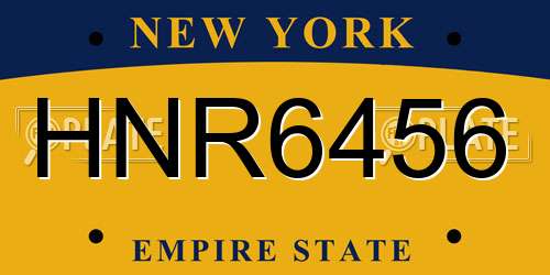 HNR6456 New York License Plate