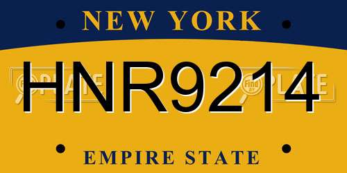 HNR9214 New York License Plate
