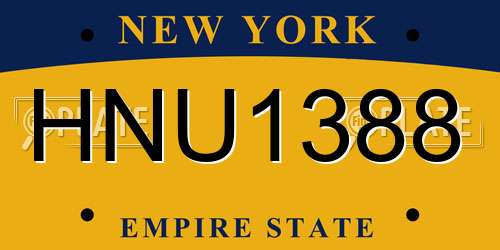HNU1388 New York License Plate