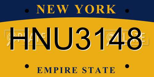 HNU3148 New York License Plate