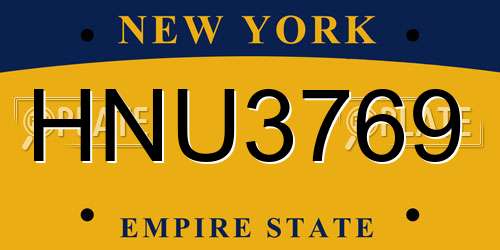 HNU3769 New York License Plate