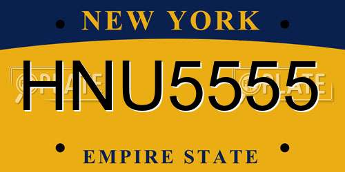 HNU5555 New York License Plate