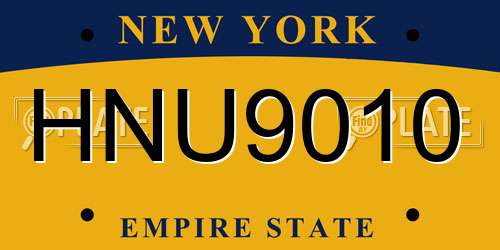 HNU9010 New York License Plate