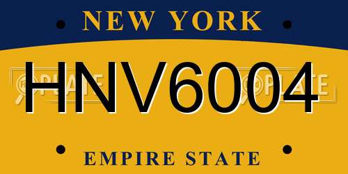 HNV6004 New York License Plate