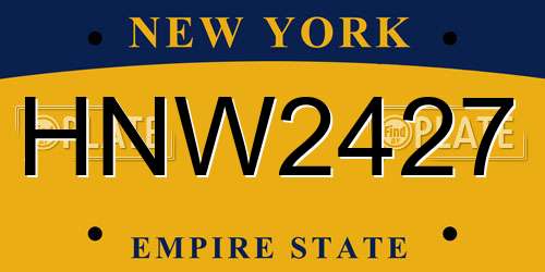 HNW2427 New York License Plate