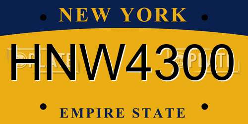 HNW4300 New York License Plate