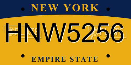 HNW5256 New York License Plate