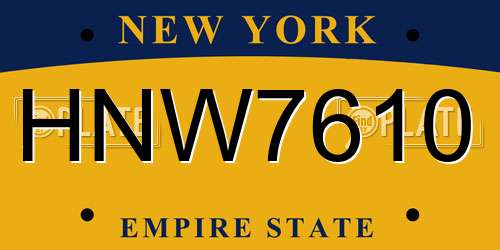 HNW7610 New York License Plate