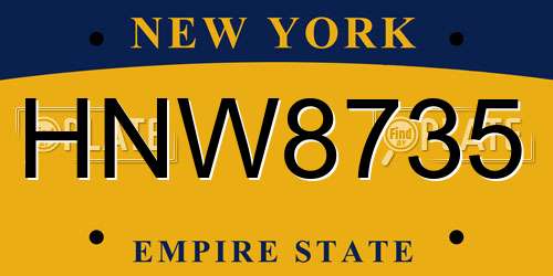 HNW8735 New York License Plate