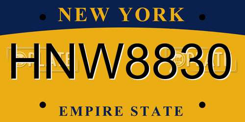 HNW8830 New York License Plate