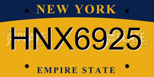 HNX6925 New York License Plate