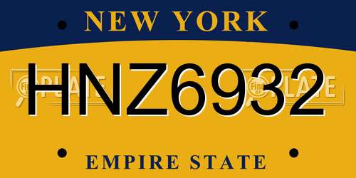 HNZ6932 New York License Plate