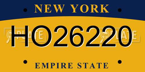 HO26220 New York License Plate