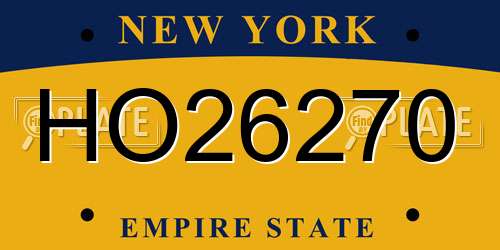 HO26270 New York License Plate