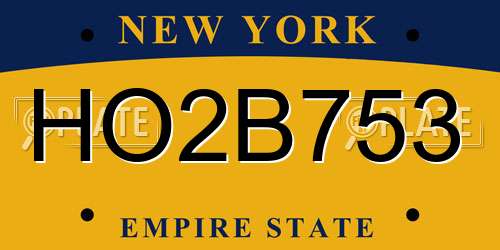 HO2B753 New York License Plate