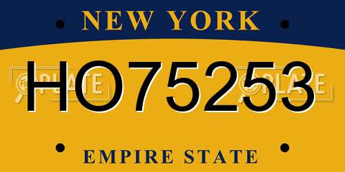 HO75253 New York License Plate