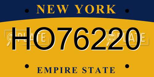 HO76220 New York License Plate