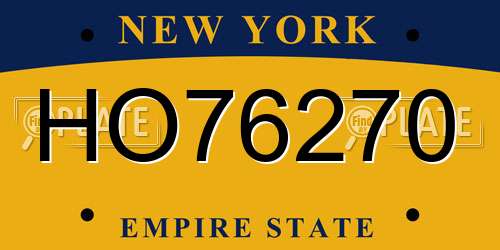 HO76270 New York License Plate