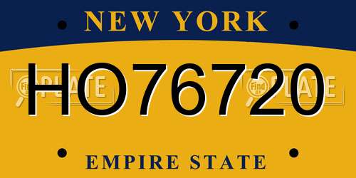 HO76720 New York License Plate