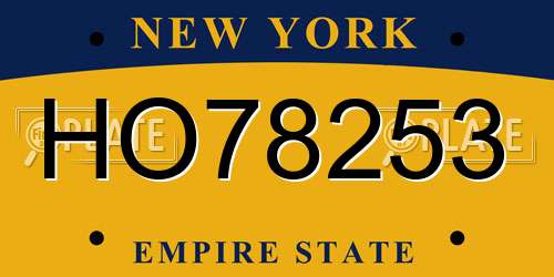 HO78253 New York License Plate