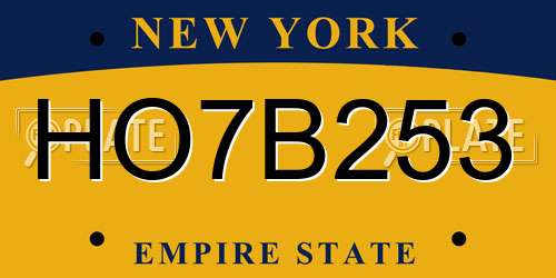 HO7B253 New York License Plate