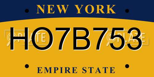 HO7B753 New York License Plate