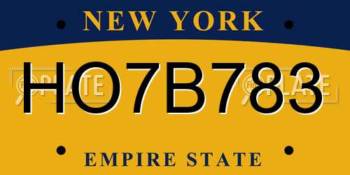 HO7B783 New York License Plate