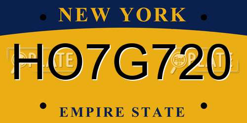 HO7G720 New York License Plate
